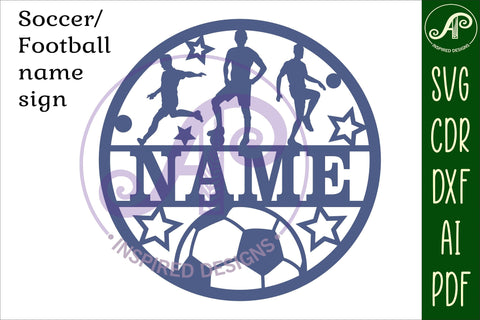 Male Soccer/ football name sign svg laser cut template SVG APInspireddesigns 
