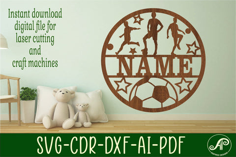 Male Soccer/ football name sign svg laser cut template SVG APInspireddesigns 