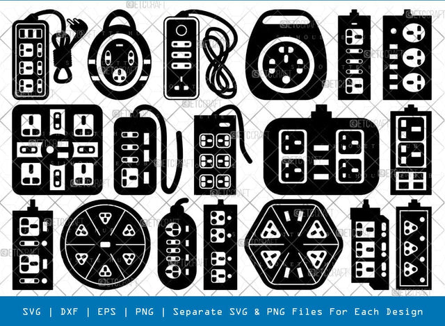 Malti Plug Silhouette, Electric Plug SVG, Electricity Device Svg, Multi Plug Socket Svg, Malti Plug Bundle, SB00955 SVG ETC Craft 