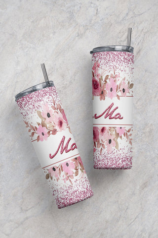 Mama 20oz Skinny Tumbler PNG, Mom Tumbler Wrap, Seamless Floral Tumbler Design, Flower Tumbler, Mothers day gift Sublimation CaldwellArt 