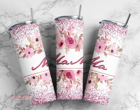 Mama 20oz Skinny Tumbler PNG, Mom Tumbler Wrap, Seamless Floral Tumbler Design, Flower Tumbler, Mothers day gift Sublimation CaldwellArt 