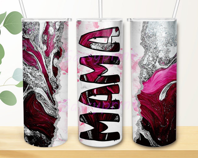 Mama 20oz Skinny Tumbler, Purple Silver Agate Tumbler Wrap, Mama Tumbler Png, Mother's Day Gift, Digital Download Sublimation sassyprint 