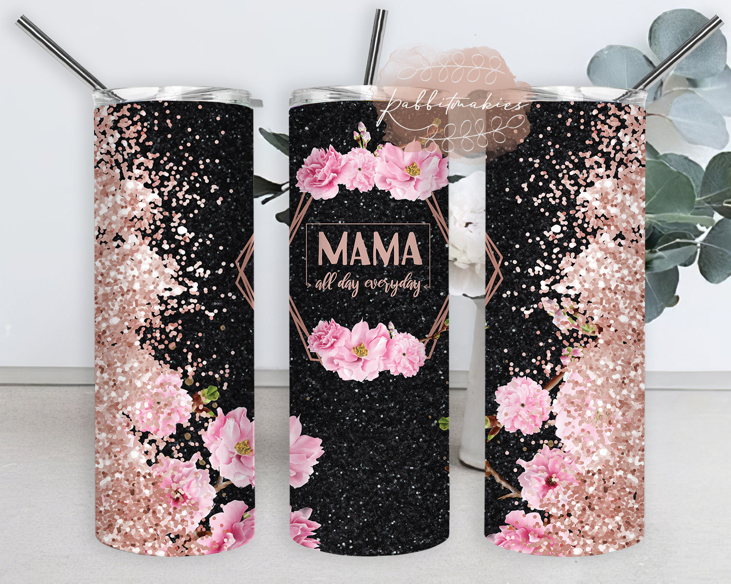 Tumbler for Mama, Seamless Flower Mom Life PNG Wrap, Mom Cup