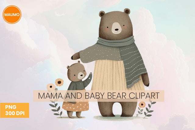 Mama and baby bear clipart Sublimation Maumo Designs 