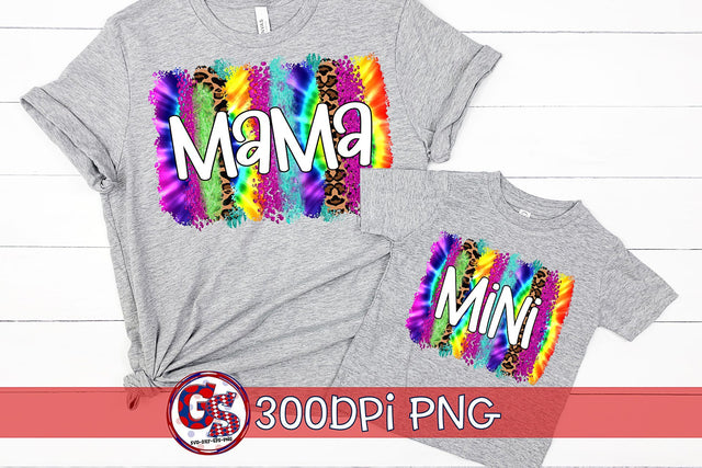 Mama and Mini Tie Dye Brush Strokes Set PNG for Sublimation Sublimation Greedy Stitches 