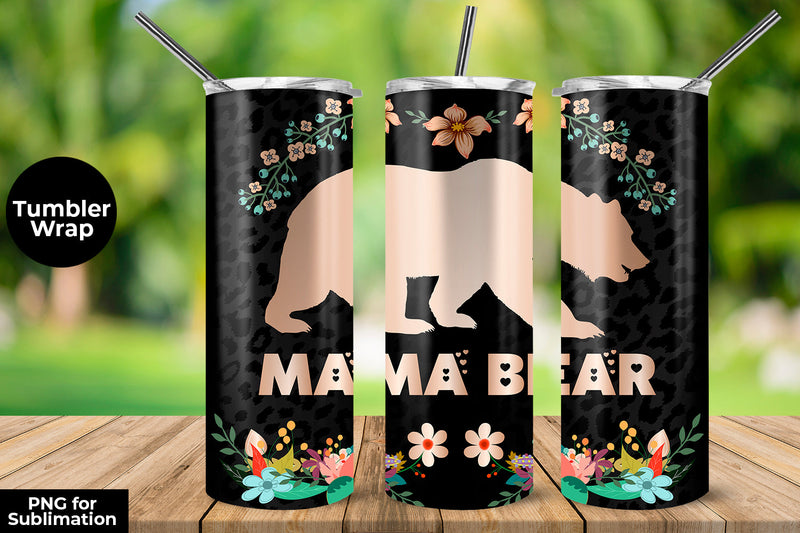 MAMA Bear 20 oz Skinny Tumbler Wrap Sublimation Design - So Fontsy