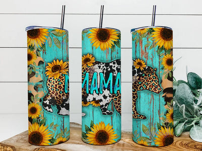 Mama Bear 20oz Skinny Tumbler, Western Bear Tumbler Png, Western Mama Tumbler Design, Sunflower Tumbler Wrap, Mother's Day Gift, Instant Download Sublimation iStyleDesign 