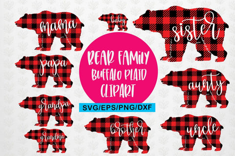 Mama Bear Bufflao Plaid Family Svg Bundle – Mother SVG EPS DXF PNG Cutting Files SVG CoralCutsSVG 