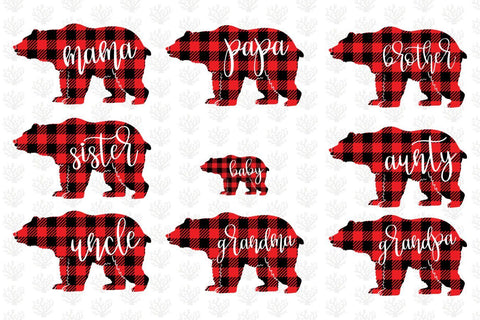 Mama Bear Bufflao Plaid Family Svg Bundle – Mother SVG EPS DXF PNG Cutting Files SVG CoralCutsSVG 