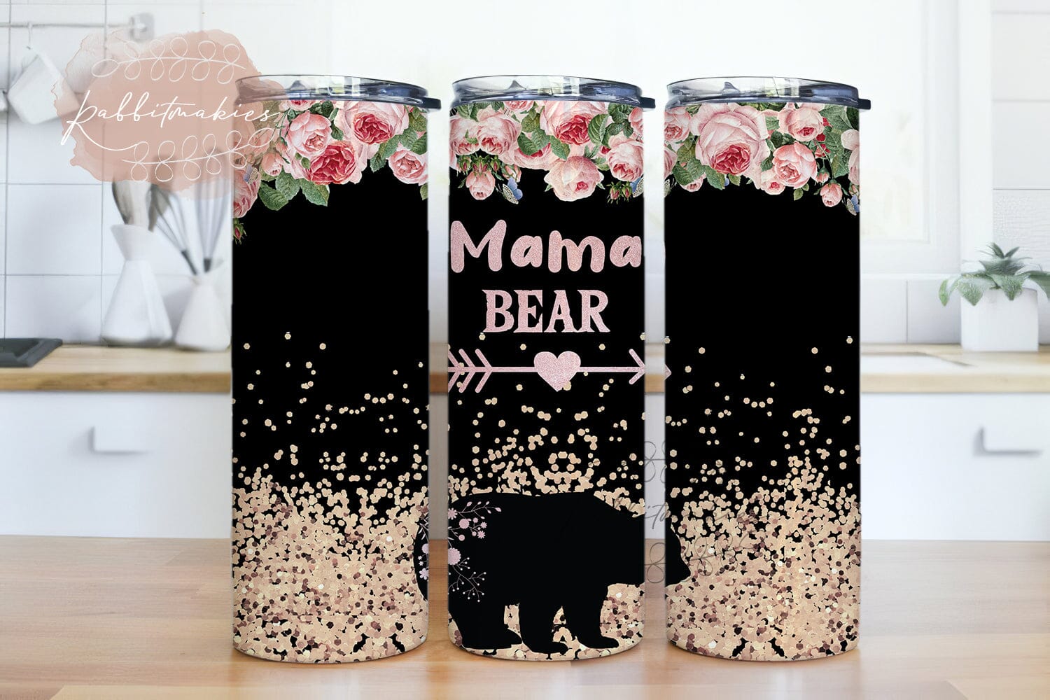 Spring Panda bear tumbler wrap. 3 designs. Skinny 20 oz wrap