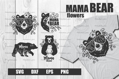 Mama Bear Flowers SVG Clip Art Graphic SVG dadan_pm 
