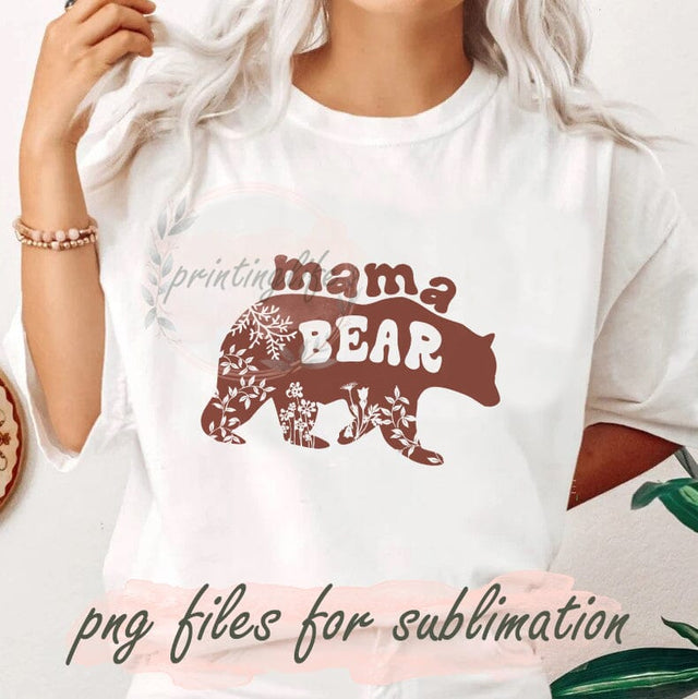 Mama Bear Png, Floral Mama Bear Png, First Mothers Day Shirt Design, Bear Png, Mother's Day Png, Sublimation Designs Downloads Sublimation PrintingLife 