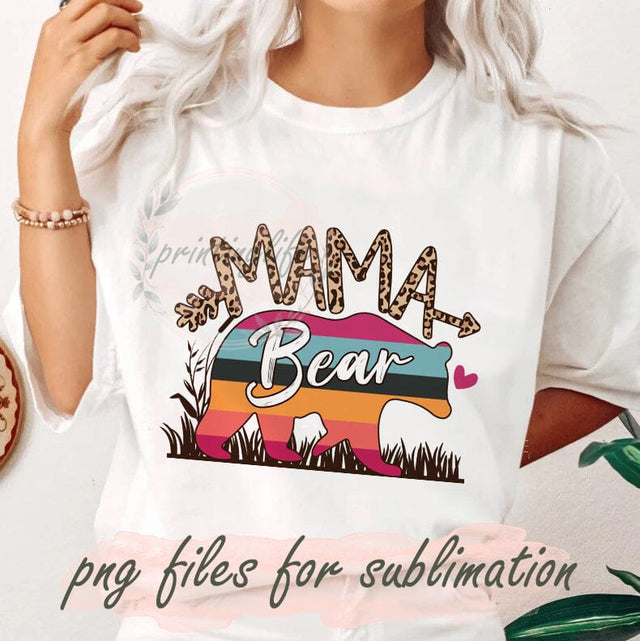 Mama Bear Png, Leopard Bear Mama Png, Retro Mama Leopard Png, Mom Life, Mother's Day Gift For Mom, File For Shirt Sublimation PrintingLife 