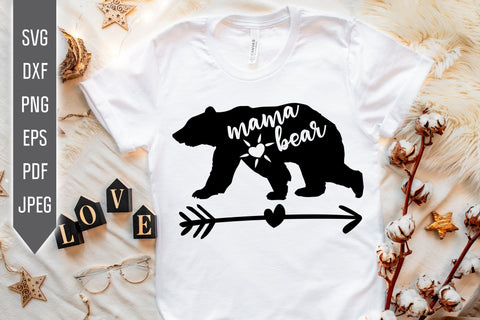 Mama Bear Svg. Valentine's Day Svg. Mom Svg. Mama Svg. Mother Svg. Mothers Day T Shirt, Mug or Wall Art Present. Dxf, Eps, Png, Jpg, Pdf SVG Mint And Beer Creations 
