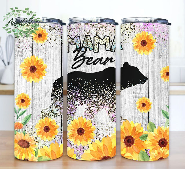Mama Bear Tumbler Png Bundle Sublimation Tumblers Bulk PNG 20oz Skinny Tumbler Template Glitter Mama Bear Tumbler Wrap Sublimation AdriOP 