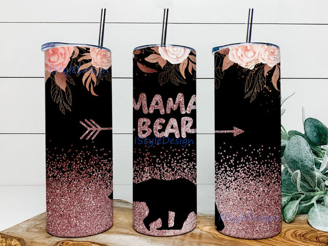 Mama Bear Tumbler Sublimation Design 20oz Skinny PNG Digital Download Template Sublimation iStyleDesign 