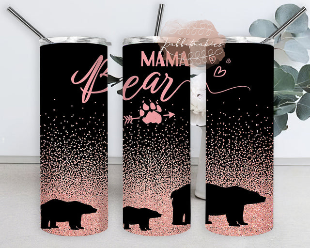 Mama Bear Tumbler Template, Bear Glitter 20oz Skinny Tumbler, Love Mama Design Png, Mama Sublimation Design, Mother's Day Gift, Instant Download Sublimation Rabbitmakies 