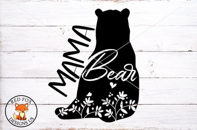 Mama Bear with Floral Design SVG Flowers Mother's Day SVG RedFoxDesignsUS 