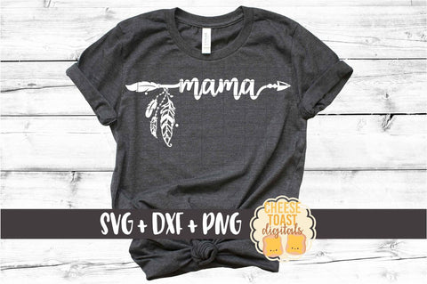 Mama - Boho Arrow Feathers SVG PNG DXF Cut Files SVG Cheese Toast Digitals 