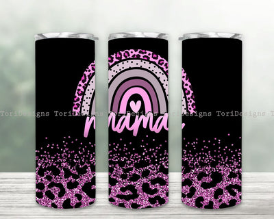 Mama Boho Leopard Rainbow 20oz Tumbler Wrap, Mama 20oz Tumbler Sublimation PNG, Skinny Tumbler Design, Boho Tumbler Sublimation ToriDesigns 