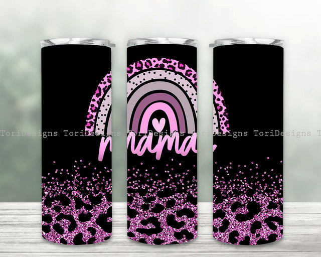 Mama Boho Leopard Rainbow 20oz Tumbler Wrap, Mama 20oz Tumbler Sublimation PNG, Skinny Tumbler Design, Boho Tumbler Sublimation ToriDesigns 