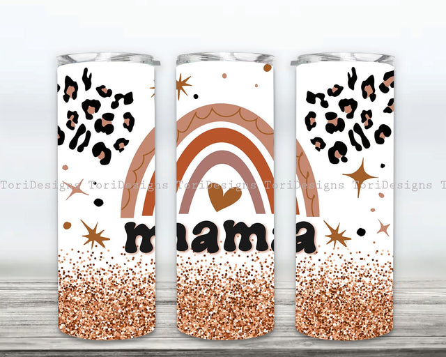Mama Boho Rainbow 20oz Skinny Straight & Tapered Designs, Glitter Leopard Tumbler Designs, Mother's Day Tumbler Wrap PNG, Digital download Sublimation ToriDesigns 