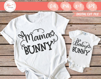 Mama Bunny Baby Bunny - SVG, PNG, DXF, EPS SVG Elsie Loves Design 