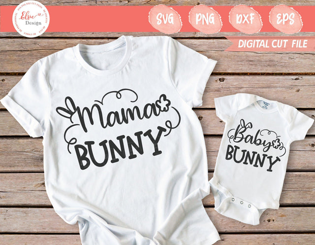 Mama Bunny Baby Bunny - SVG, PNG, DXF, EPS SVG Elsie Loves Design 