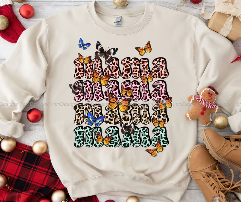 Mama Butterfly Floral PNG, Retro Mom Sublimation, Mother's Day Digital File Sublimation ToriDesigns 