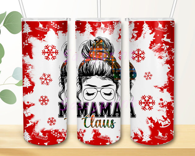 Mama Claus Christmas Tumbler PNG, Mom Bun Hair Christmas PNG, Christmas Mom 20oz Skinny Tumbler Design PNG, Christmas Tumbler PNG Sublimation sassyprint 