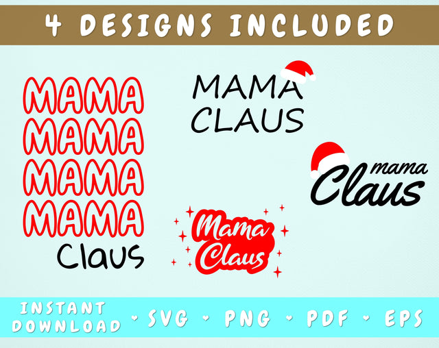 Mama Claus SVG Bundle - 4 Designs SVG HappyDesignStudio 