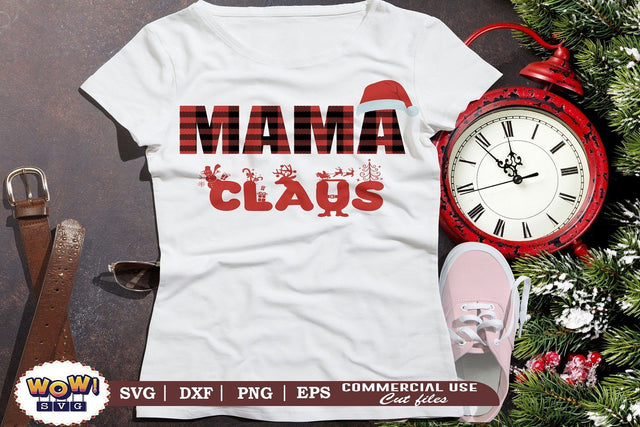 Mama Clause svg, Christmas plaid svg, Santa claus svg, Png SVG Wowsvgstudio 