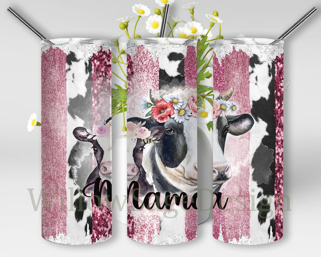 Mama Cow 20oz Skinny Png, Heifer Cow Floral Tumbler Png, Cow Print Tumbler Wrap, Mama Tumbler Design, Mother's Day Gift, Digital Download Sublimation WillowSageDesign 