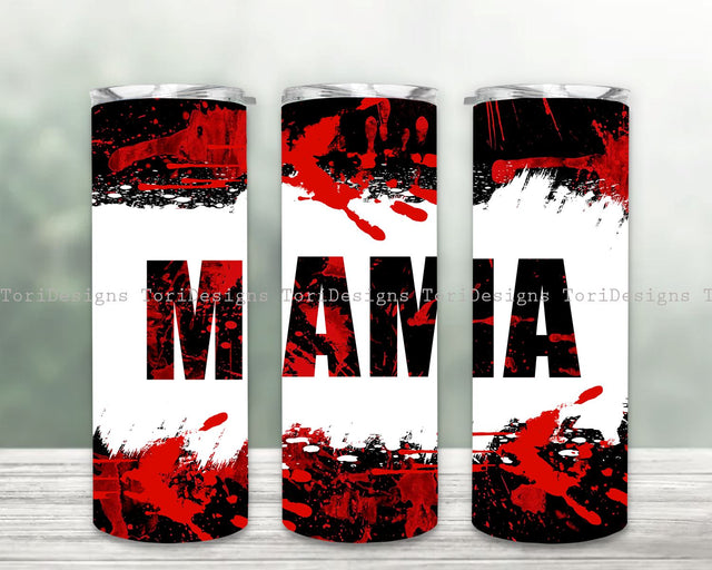 Mama Crime Tumbler Wrap True Crime Wrap, Bloody Hands Crime 20 OZ Skinny Tumbler Sublimation Sublimation ToriDesigns 