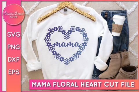Mama Floral Heart SVG SVG Emma Dawn Designs 