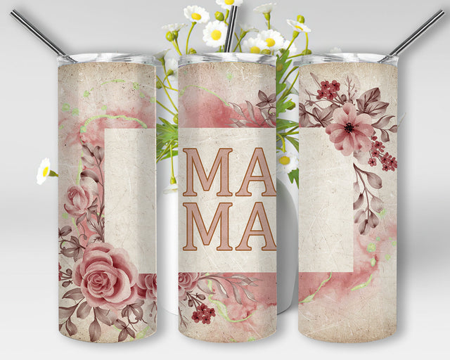 MAMA Floral Tumbler Wrap PNG, Mother's Day Sublimation Designs, Mama Tumbler, Boho Mama 20oz Skinny Tumbler Wraps Templates, Instant Download Sublimation WillowSageDesign 