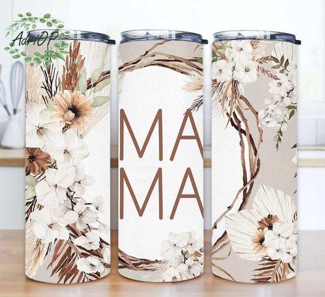 Mama Flower 20oz Skinny Tumbler Png, Floral Tumbler Wrap, Boho Tumbler Wrap, Boho Flower Tumbler, Mother's Day Tumbler Designs, Mama Flower Design Sublimation AdriOP 