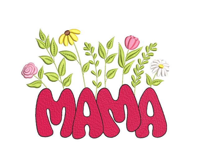 Mama Flower Embroidery Design, 5 sizes, Instant Download Embroidery/Applique DESIGNS Nino Nadaraia 