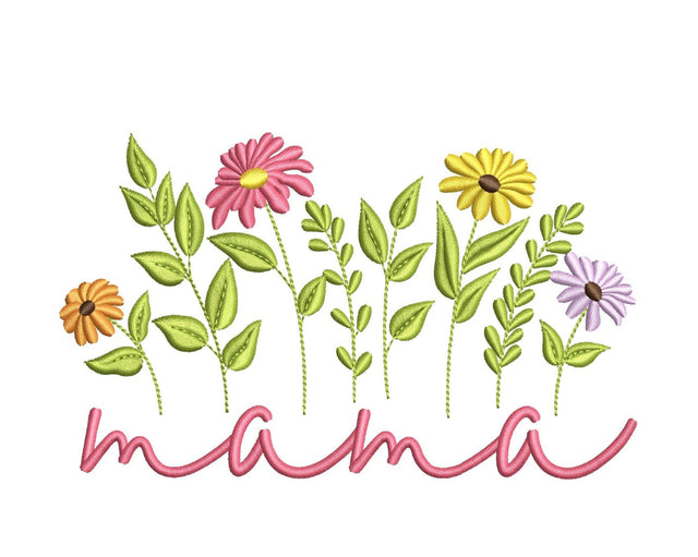 Mama Flower Embroidery Design, 5 sizes, Instant Download Embroidery/Applique DESIGNS Nino Nadaraia 