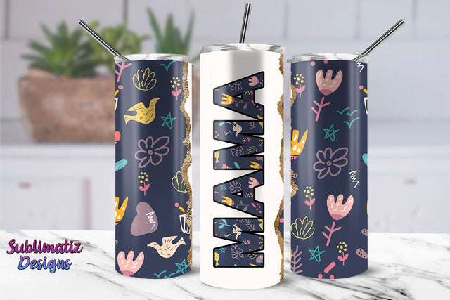 Mama Flowers Sublimation Tumbler Wrap 20 oz Skinny Tumbler Wrap Design Sublimation Sublimatiz Designs 