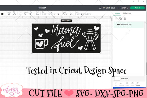 Mama fuel mug wrap SVG for infusible ink- 12oz Cricut SVG Amorclipart 