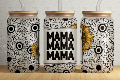 Mama Glass Can Wrap, 16 oz Libbey Glass Can Tumbler, Mama Designs, Libbey Glass Jar, Libby Glass Wrap, Floral Mom Glass Can Png, Digital Sublimation Syre Digital Creations 