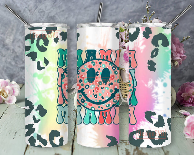 Mama Happy Face 20oz Skinny Tumbler Png, Smiley Face Leopard Tumbler, Smiley Face Png, Leopard Png, Smiley Face Leopard Cheetah Retro Png Sublimation DesignSVG 