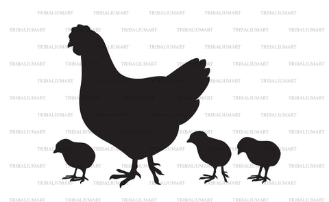 Mama hen and baby chicks SVG TribaliumArtSF 