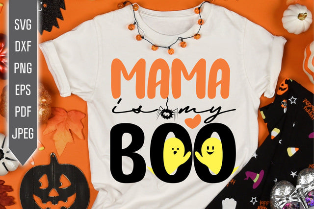 Mama Is My Boo Halloween Svg. Boy Halloween Shirt. Spooky Cute Creepy Ghost Design For Halloween Shirt, Bib, Onesie. Cricut, Silhouette. SVG Mint And Beer Creations 