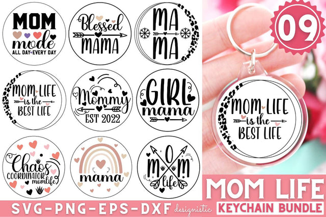 Mama Keychain SVG Bundle, Mama Keychain Bundle, Keychain Quotes Bundle SVG DESIGNISTIC 