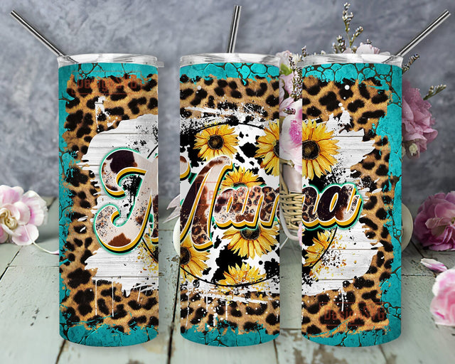 Mama Leopard Cowhide 20oz Tumbler Png, Sunflower Mama Tumbler Design, Turquoise Leopard Tumbler Wrap, Western Mama Design Png, Mothers Day Gift, Instant Download Sublimation DesignSVG 