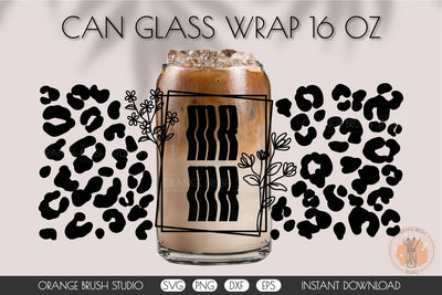 Mama Leopard Print Can Glass Wrap SVG for Libbey Beer Glass SVG OrangeBrushStudio 
