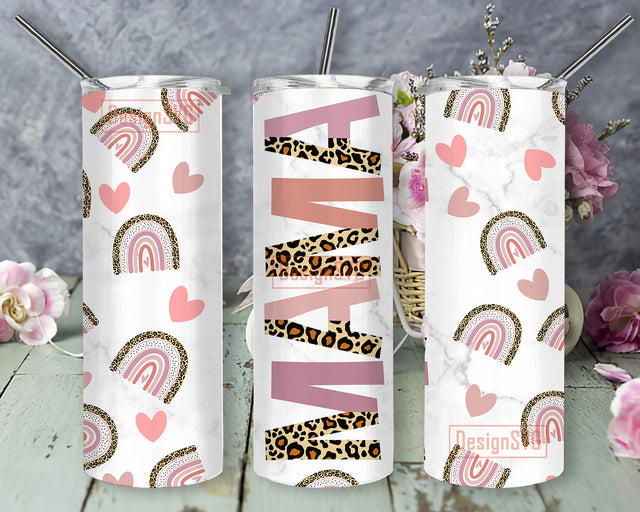 Mama Leopard Rainbow 20oz Full Tumbler Wrap, Mama Leopard Design Tumbler Template, Boho Rainbow Tumbler Png, Mama Sublimation Design, Mother Day Gift, Instant Download Sublimation DesignSVG 