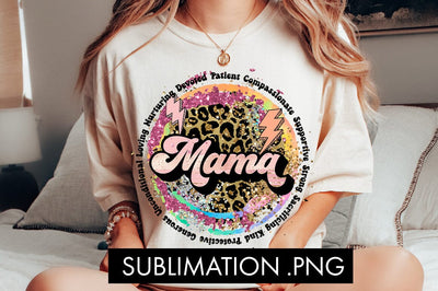 Mama Leopard Splash Glitter PNG Sublimation Sublimation Freeling Design House 
